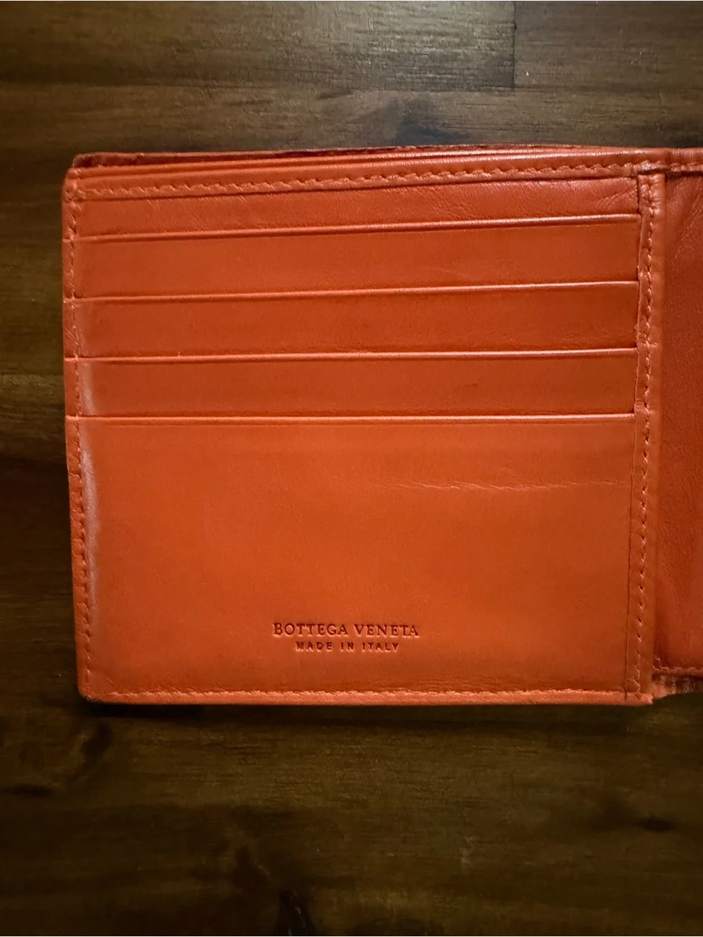 Bottega Veneta Intrecciato Bifold Wallet in Orange Leather - Picture 6 of 16
